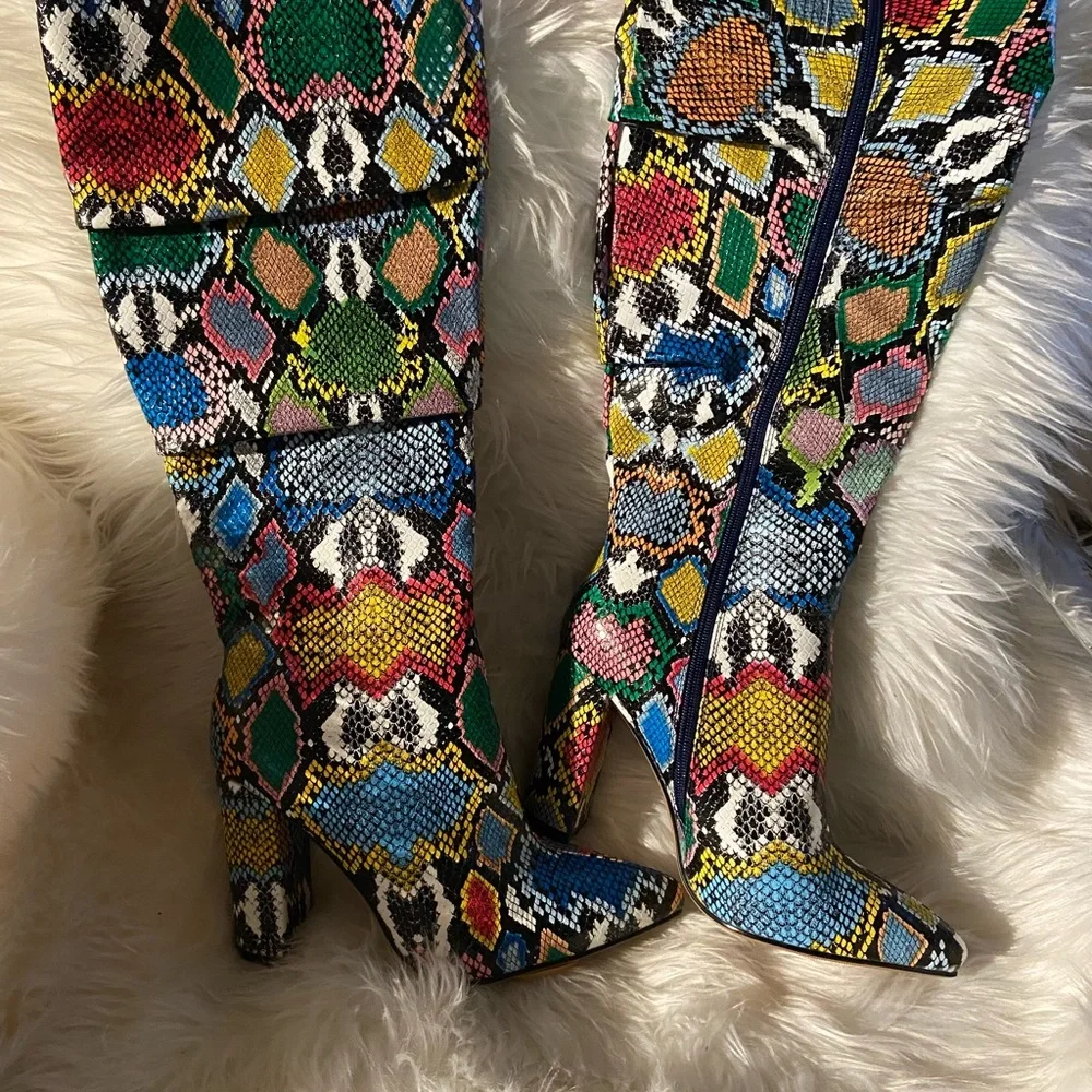 Brand new like high snakeskin rainbow multi colored boot - Picture 3 of 4